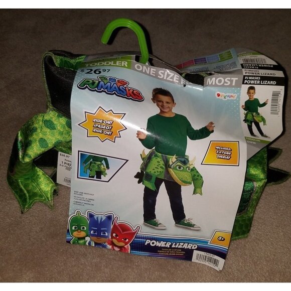 NEW Gekko PJ Masks Power Lizard Halloween Costume Toddler OS + Candy Bucket Lot - Picture 2 of 8